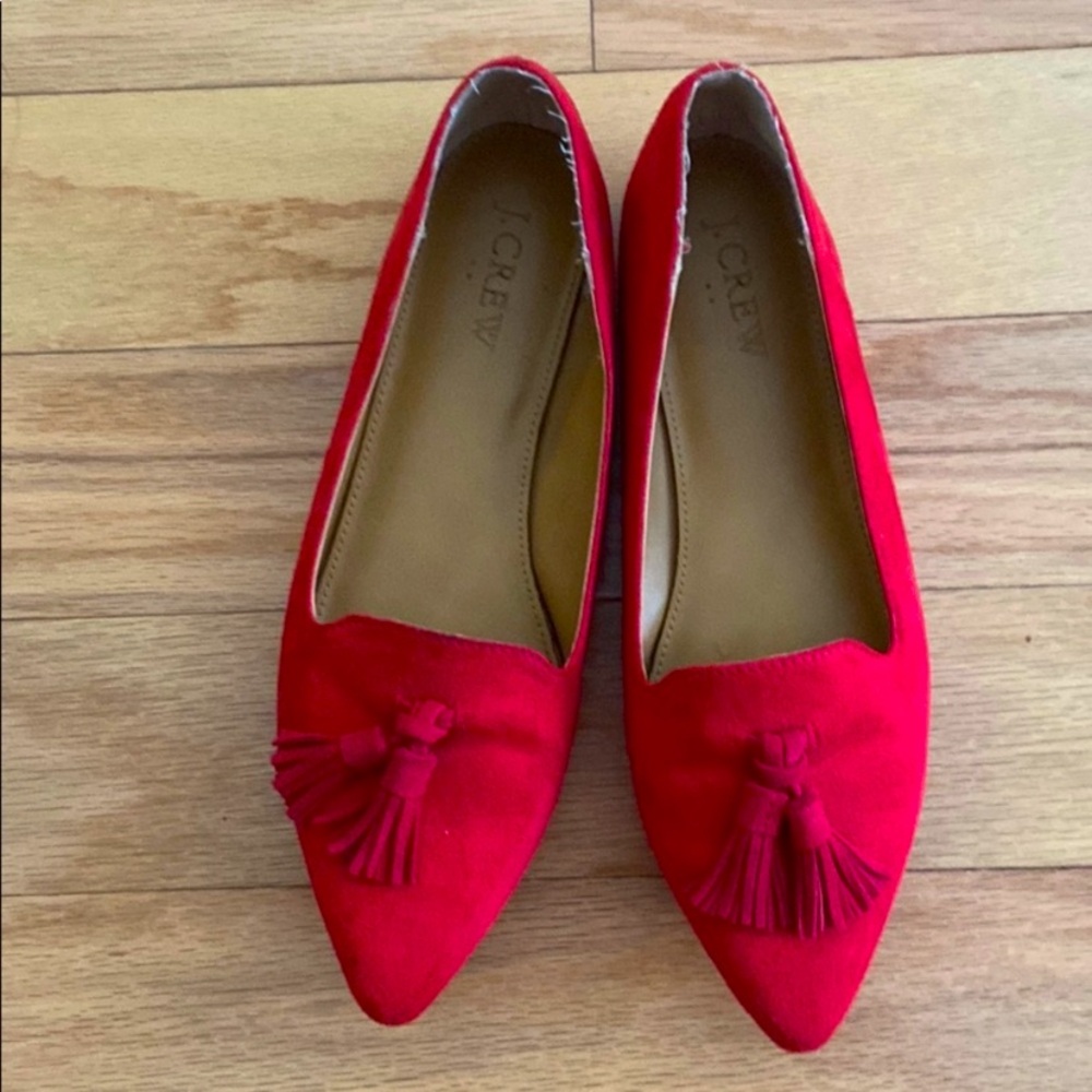 JCrew red tassel loafer